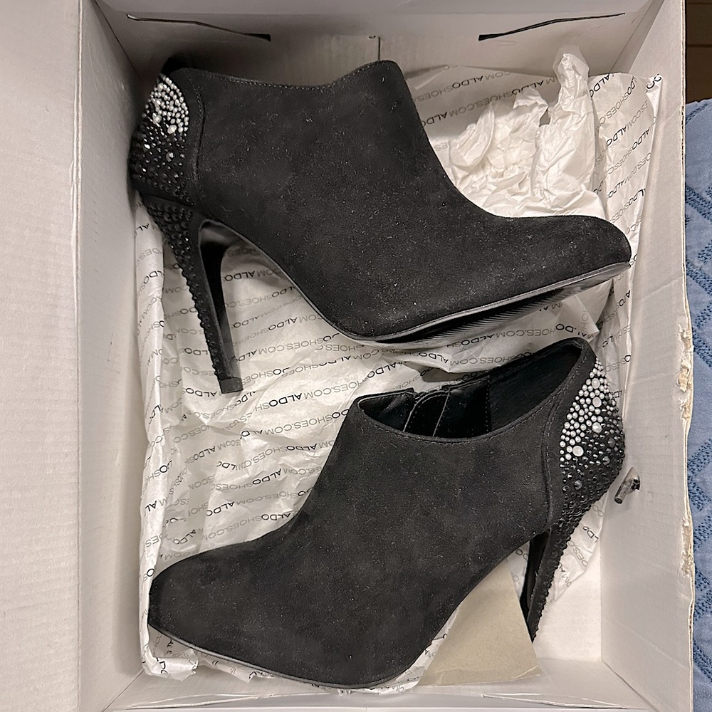 Aldo Black rhinestone heels